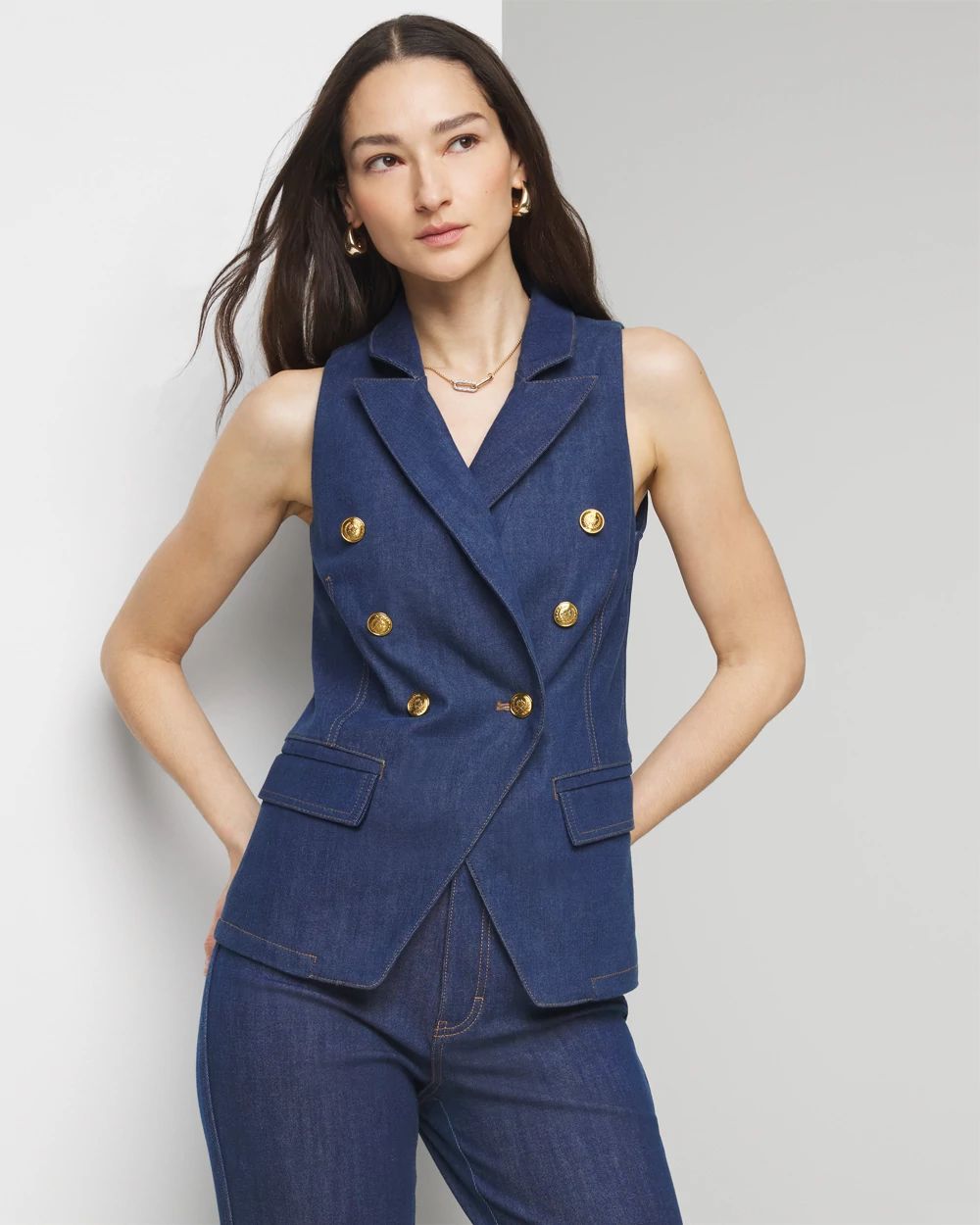 Denim suit vest on sale